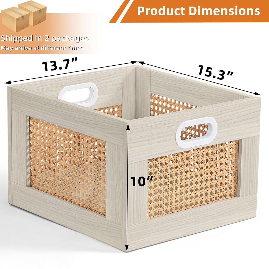 LEYAOYAO Vinyl Record Storage, Rattan Record Crate for Vinyl Albums Holder