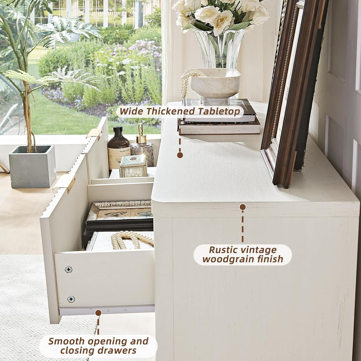 LEYAOYAO 23" Wide Fluted Night Stand with Charging Station, 2 Drawers Large End Table with Storage, LightGrey Nightstand Wood Bedside Tables, Farmhouse Cabinet Dresser for Bedroom, Closet