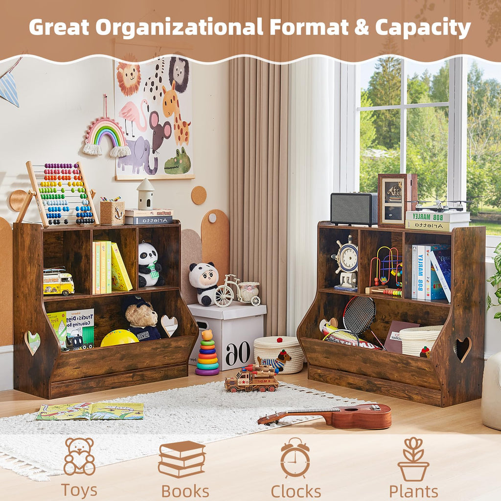 Lerliuo Kids Bookshelf and Toy Storage, 2 Tier Book Shelf for Kids Rooms