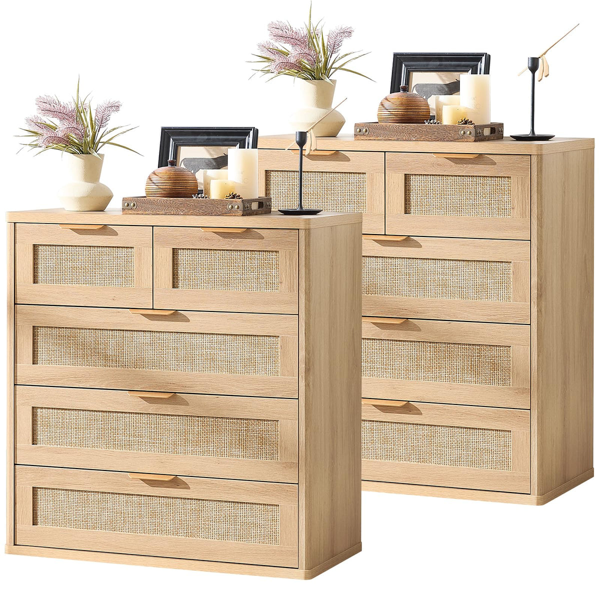 LEYAOYAO Rattan Dresser for Bedroom, 41" Tall Chest of Drawers