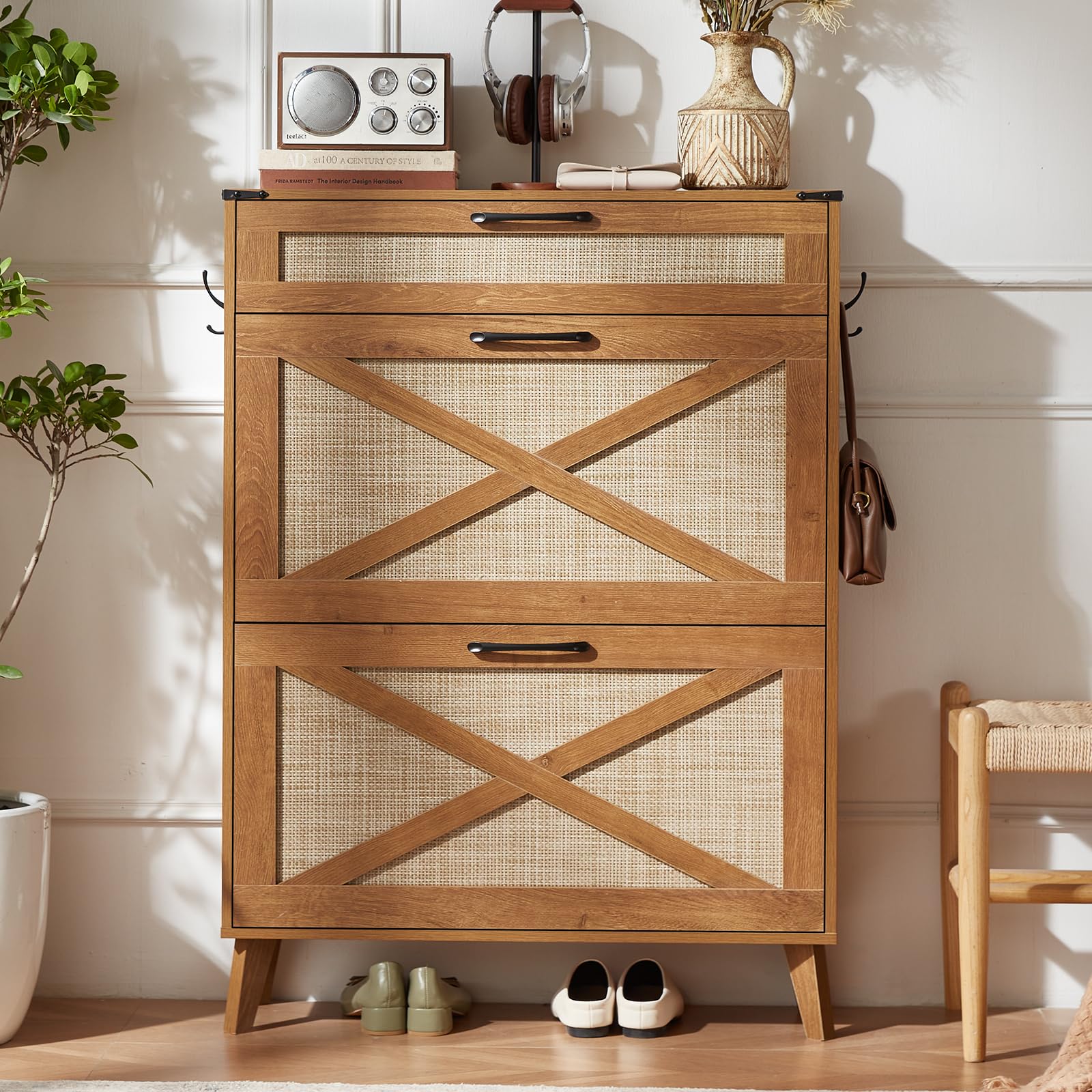 LEYAOYAO Shoe Cabinet Storage for Entryway with 2 Flip Drawers