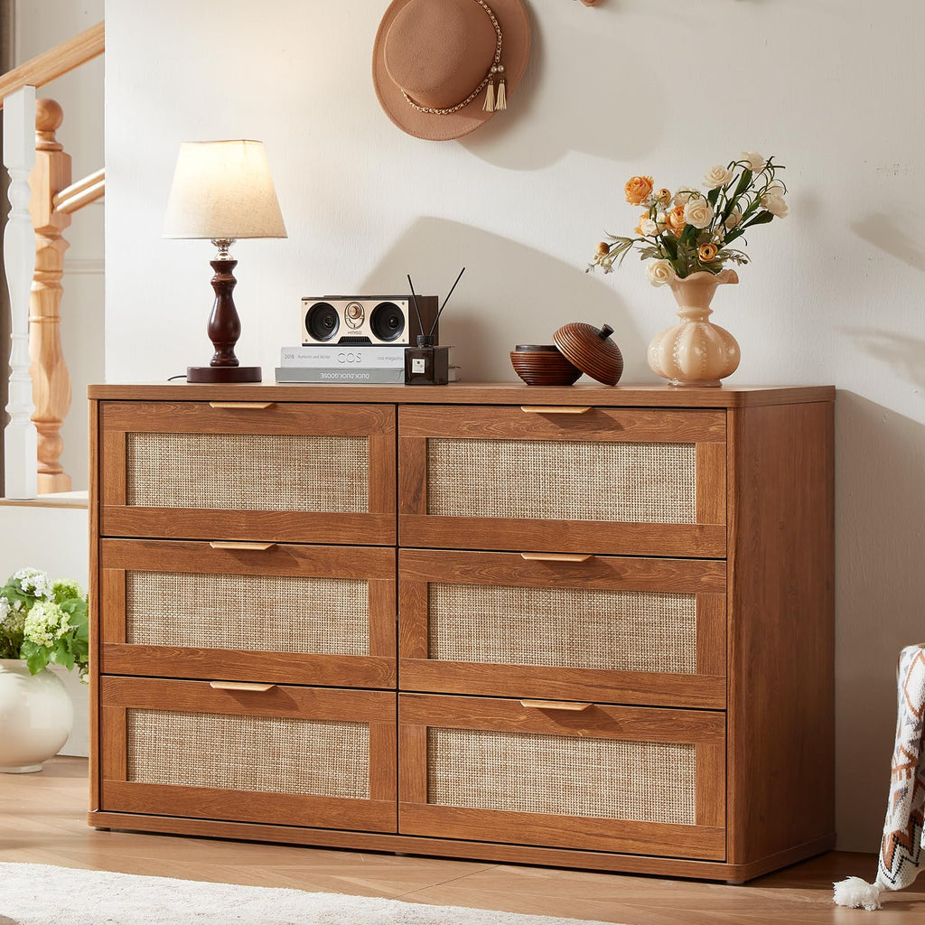 LEYAOYAO Rattan Dresser and Nightstand Sets 3 Piece, Natural