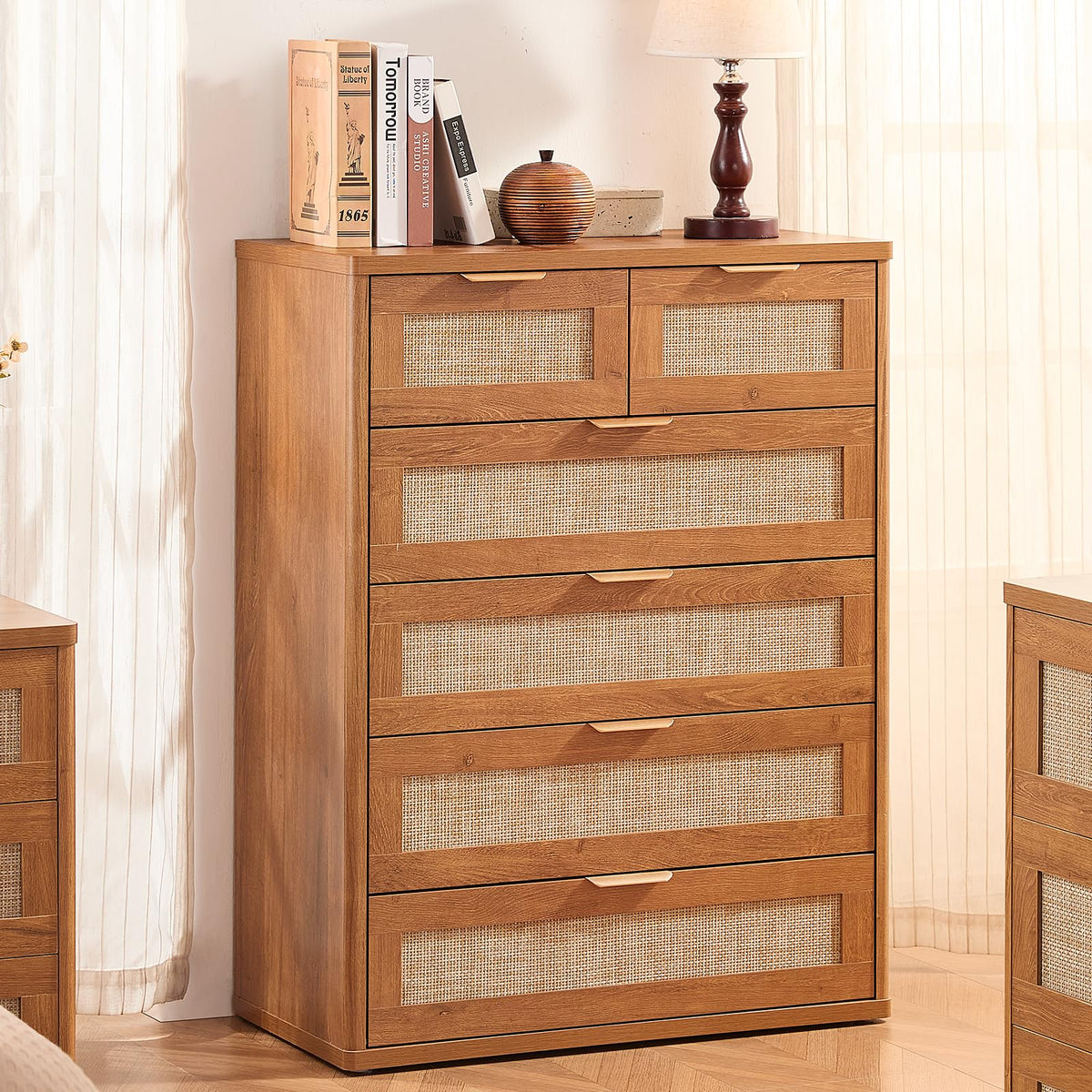 LEYAOYAO Rattan Dresser for Bedroom, 41" Tall Chest of Drawers