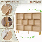 LEYAOYAO Cube Bookshelf, Mid-Century Modern Book Shelf with Legs, Brown