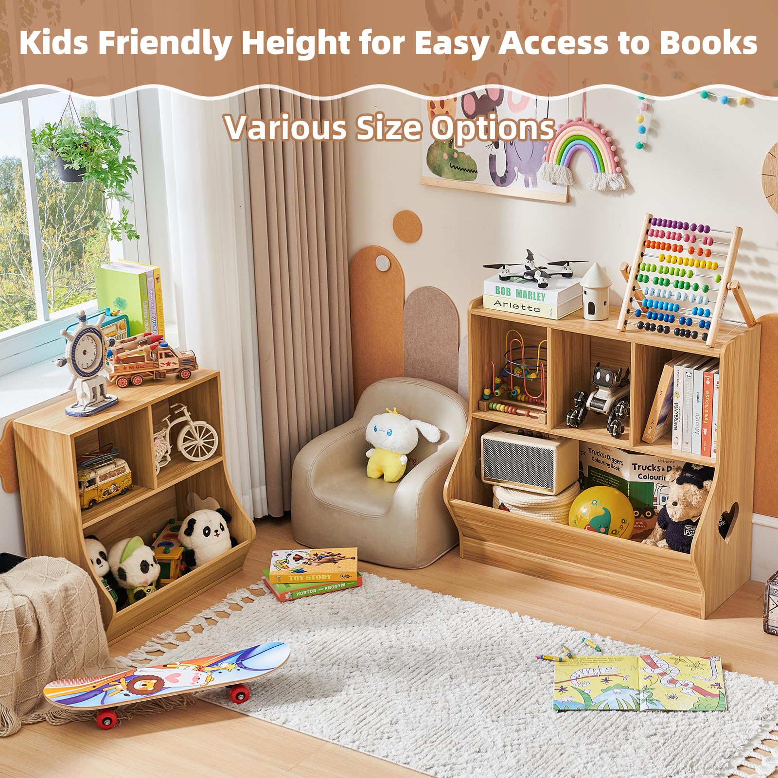 Lerliuo Kids Bookshelf and Toy Storage, 2 Tier Book Shelf for Kids Rooms