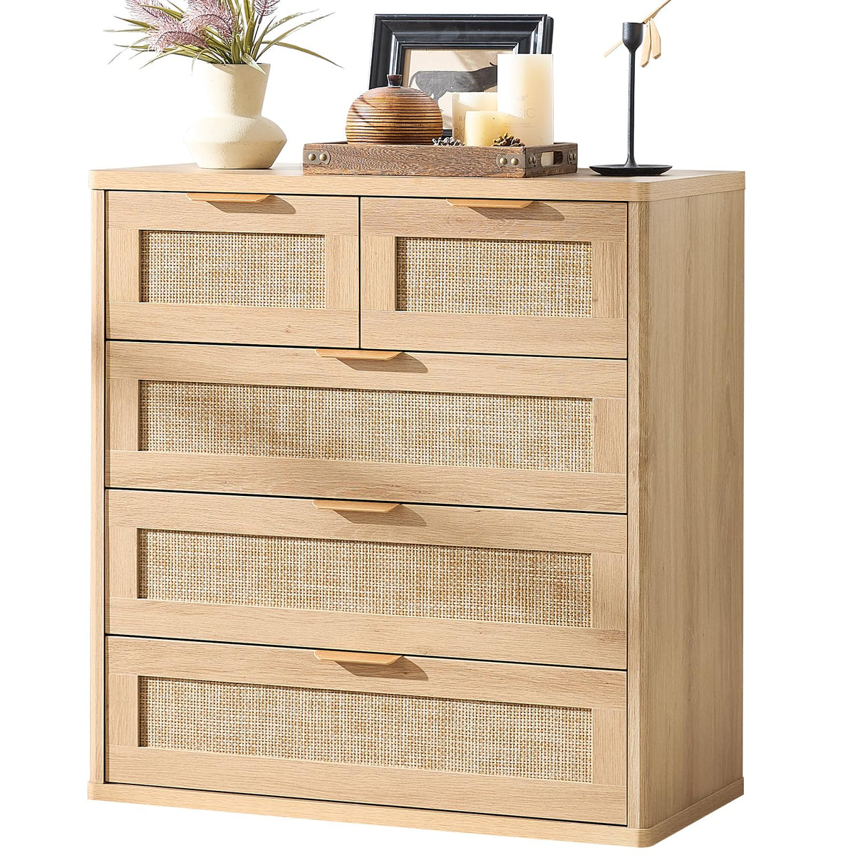 LEYAOYAO Rattan Dresser for Bedroom, 41" Tall Chest of Drawers
