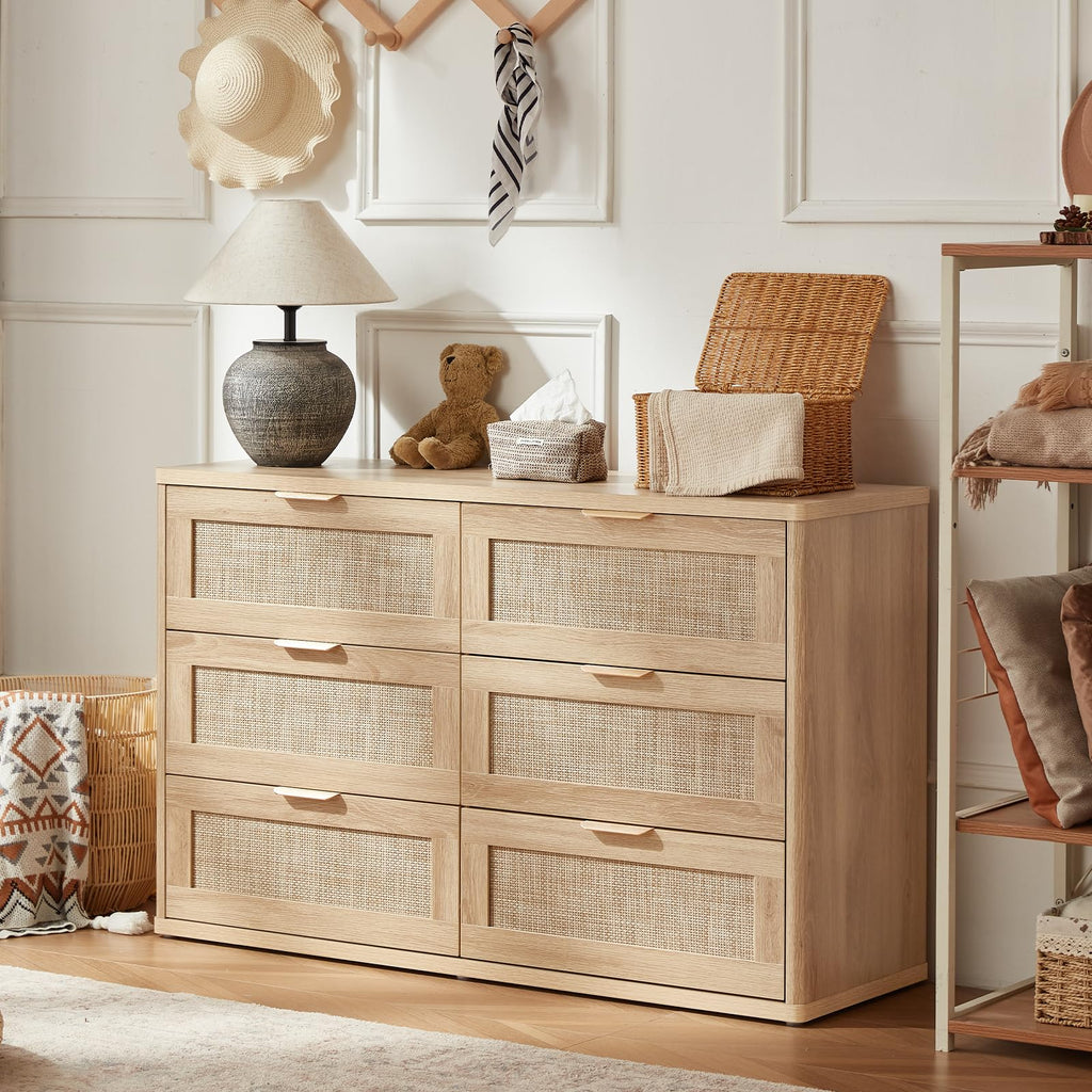 LEYAOYAO Rattan Dresser and Nightstand Sets 3 Piece, Natural