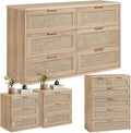 LEYAOYAO Rattan Dresser and Nightstand Sets 4 Piece, Natural