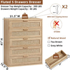 LEYAOYAO Rattan Dresser for Bedroom, 41" Tall Chest of Drawers