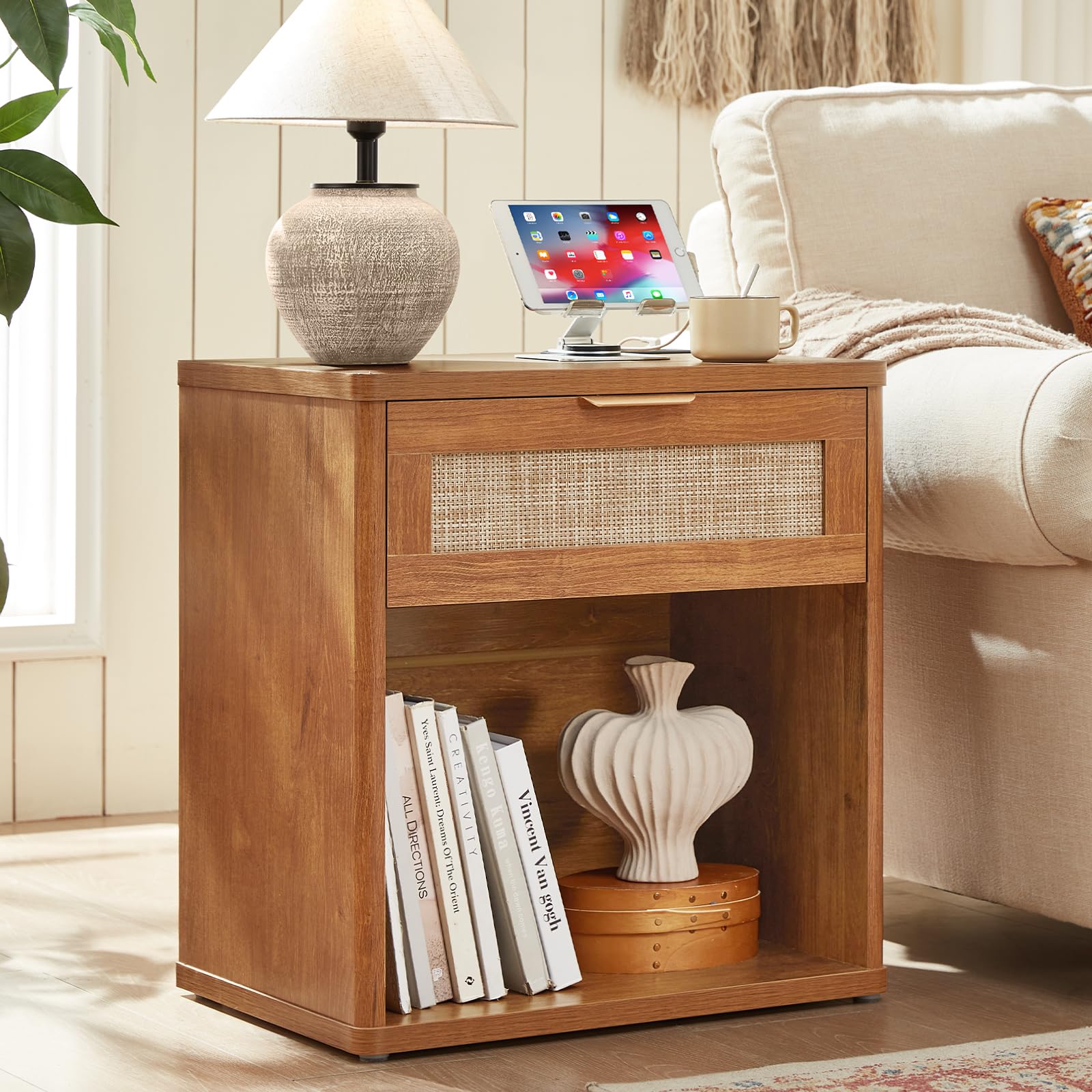 LEYAOYAO Rattan Dresser for Bedroom, 41" Tall Chest of Drawers