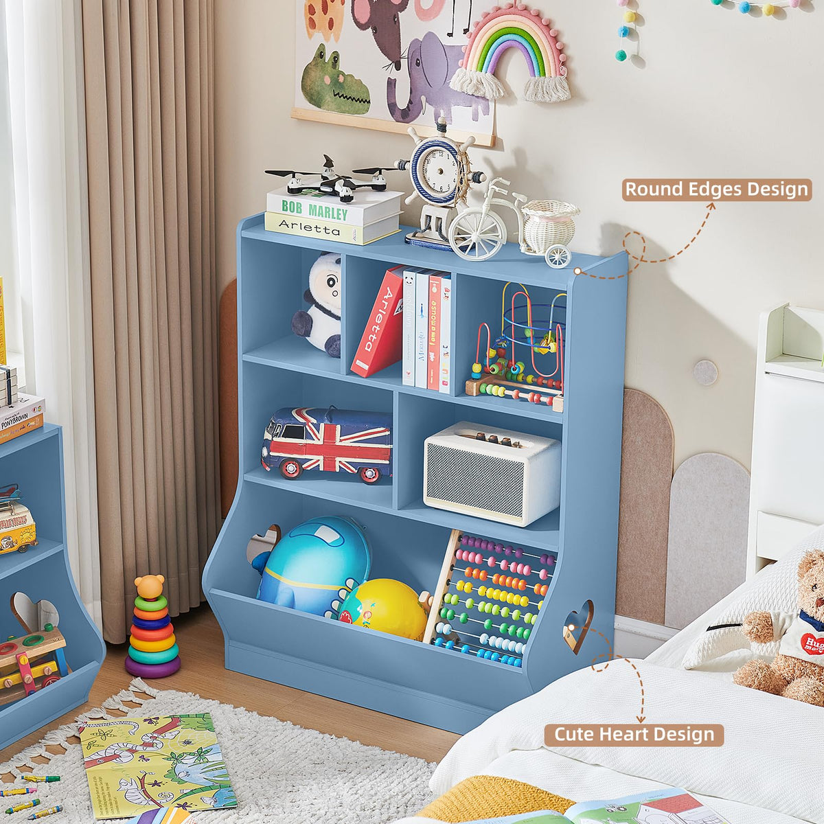 Lerliuo Kids Bookshelf and Toy Storage, 2 Tier Book Shelf for Kids Rooms