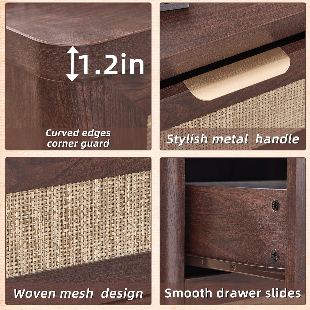 LEYAOYAO Rattan Dresser for Bedroom, 41" Tall Chest of Drawers