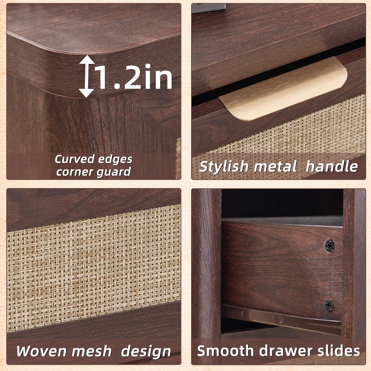 LEYAOYAO Rattan Dresser for Bedroom, 41" Tall Chest of Drawers