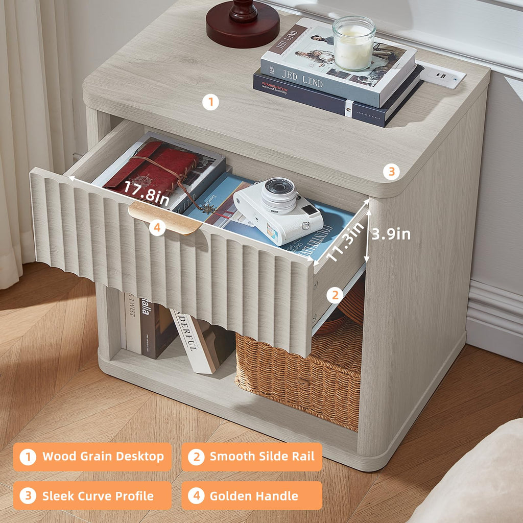 LEYAOYAO Fluted 5 Drawers Dresser for Bedroom, 41" Tall Modern Chest of Drawers with Metal Handle, Curved Profile Design,Natural Wood Drawer Organizer for Bedroom, Living Room, Hallway, Entryway