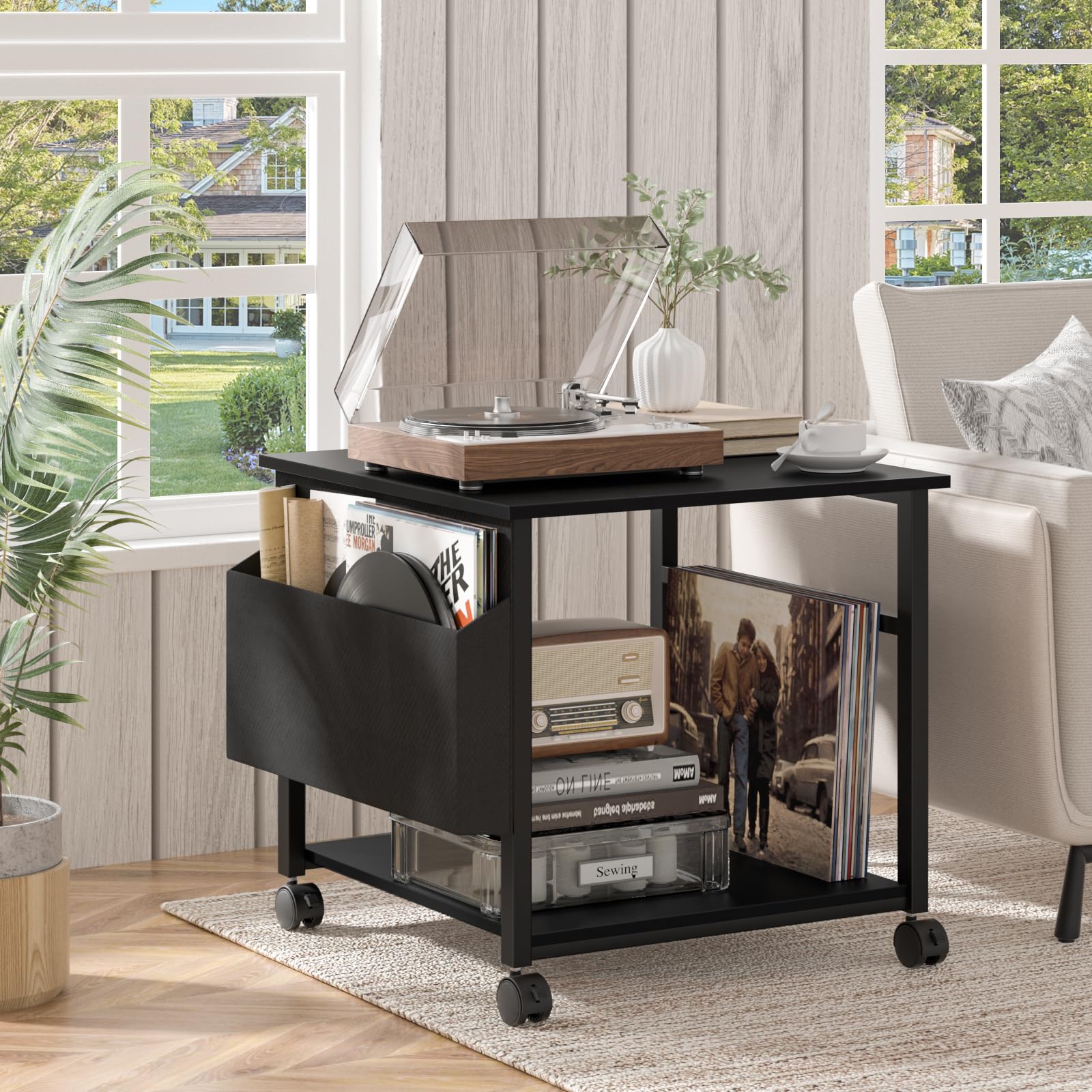 Lerliuo White Large Printer Stand with Storage