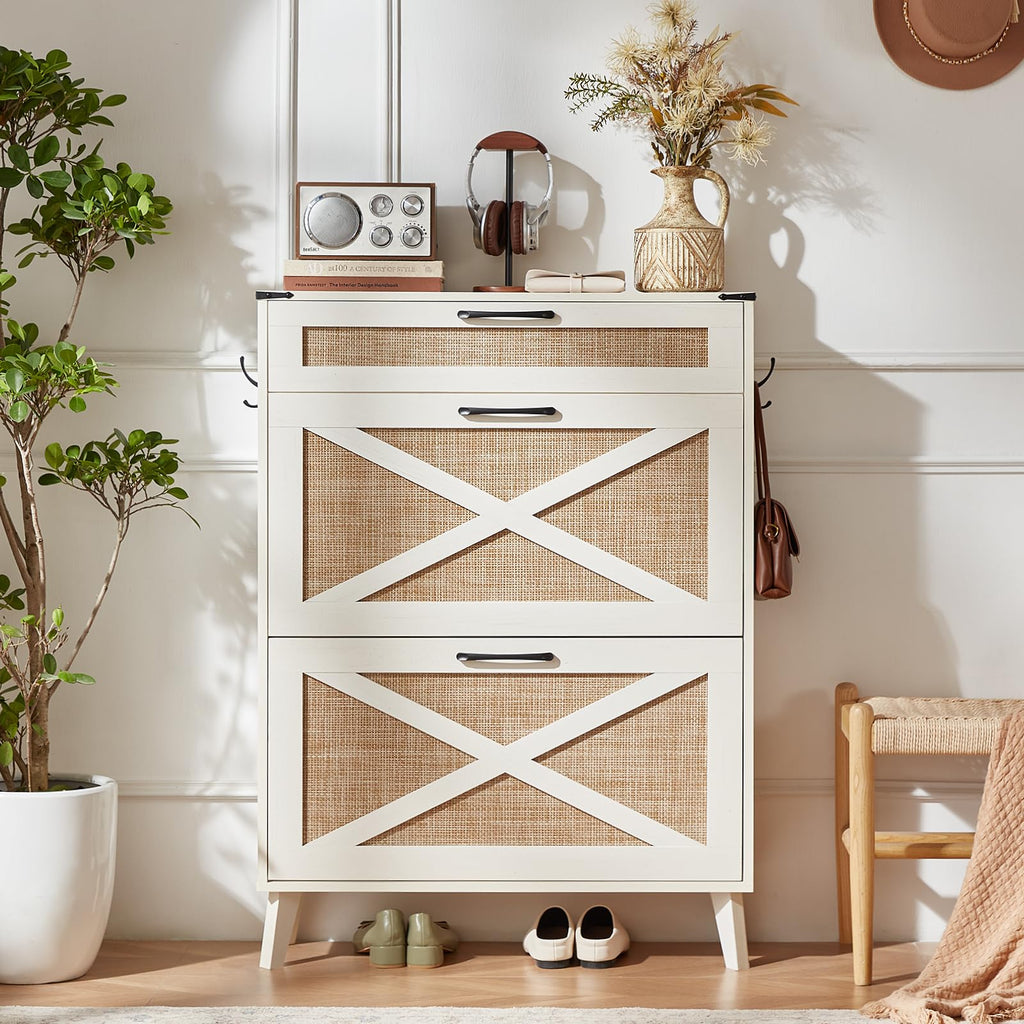 LEYAOYAO Shoe Cabinet Storage for Entryway with 2 Flip Drawers