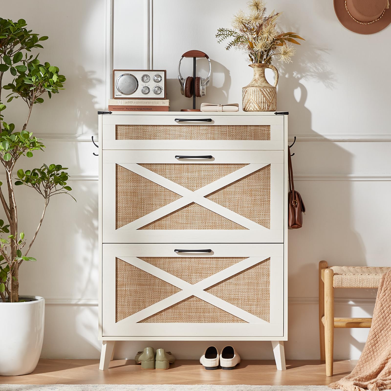 LEYAOYAO Shoe Cabinet Storage for Entryway with 2 Flip Drawers