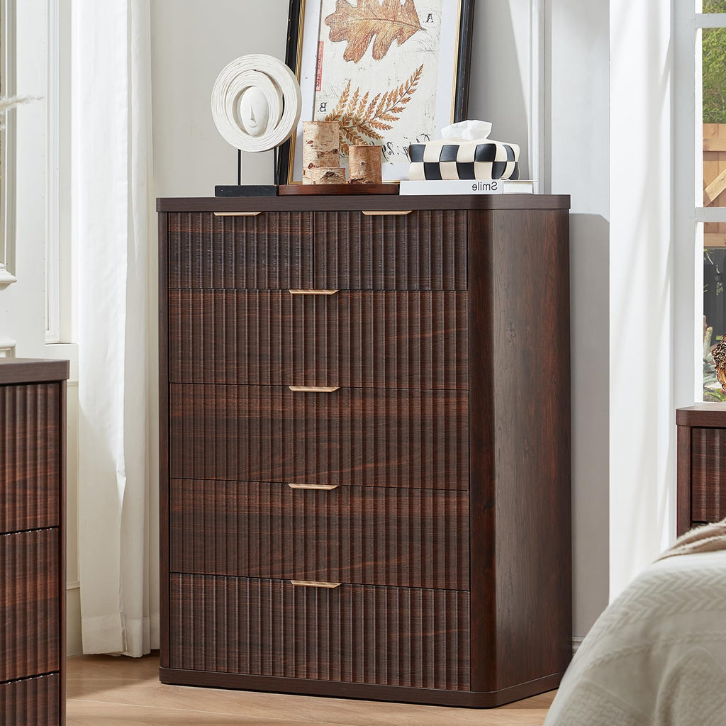 LEYAOYAO 23" Wide Fluted Night Stand with Charging Station, 3 Drawers Large End Table with Storage, LightGrey Nightstand Wood Bedside Tables, Farmhouse Cabinet Dresser for Bedroom, Closet