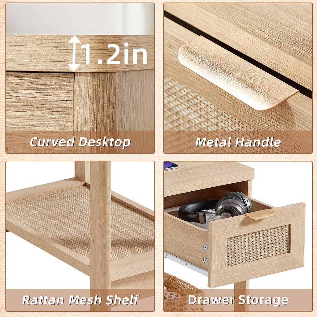 Lerliuo 24 x 14'' Narrow Night Stand Set 2 with Charger USB Ports