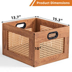 LEYAOYAO Vinyl Record Storage, Rattan Record Crate for Vinyl Albums Holder