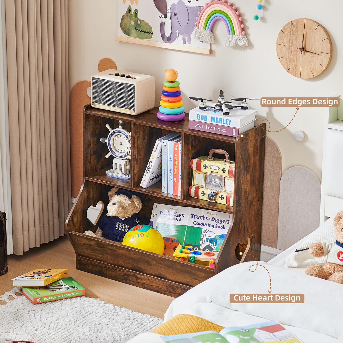 Lerliuo Kids Bookshelf and Toy Storage, 2 Tier Book Shelf for Kids Rooms
