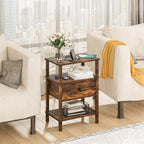 Lerliuo Nightstand Set 2 with Charger, 3 Tier Storage End Table