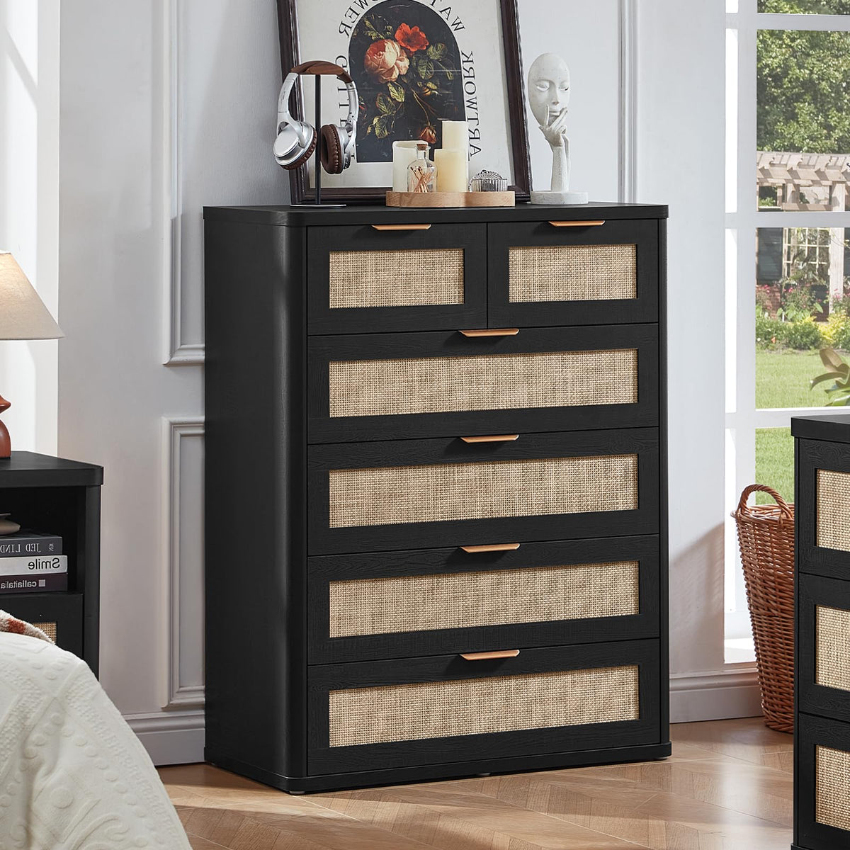 LEYAOYAO Rattan Dresser for Bedroom, 41" Tall Chest of Drawers