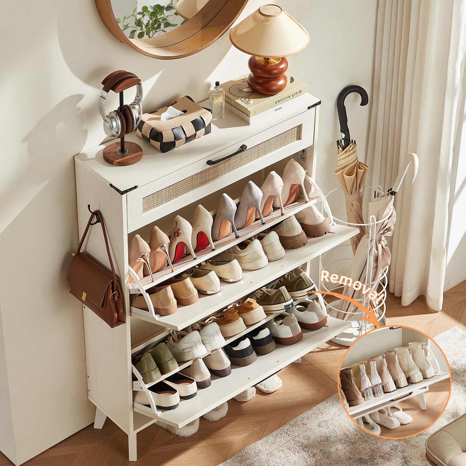 LEYAOYAO Shoe Cabinet Storage for Entryway with 2 Flip Drawers
