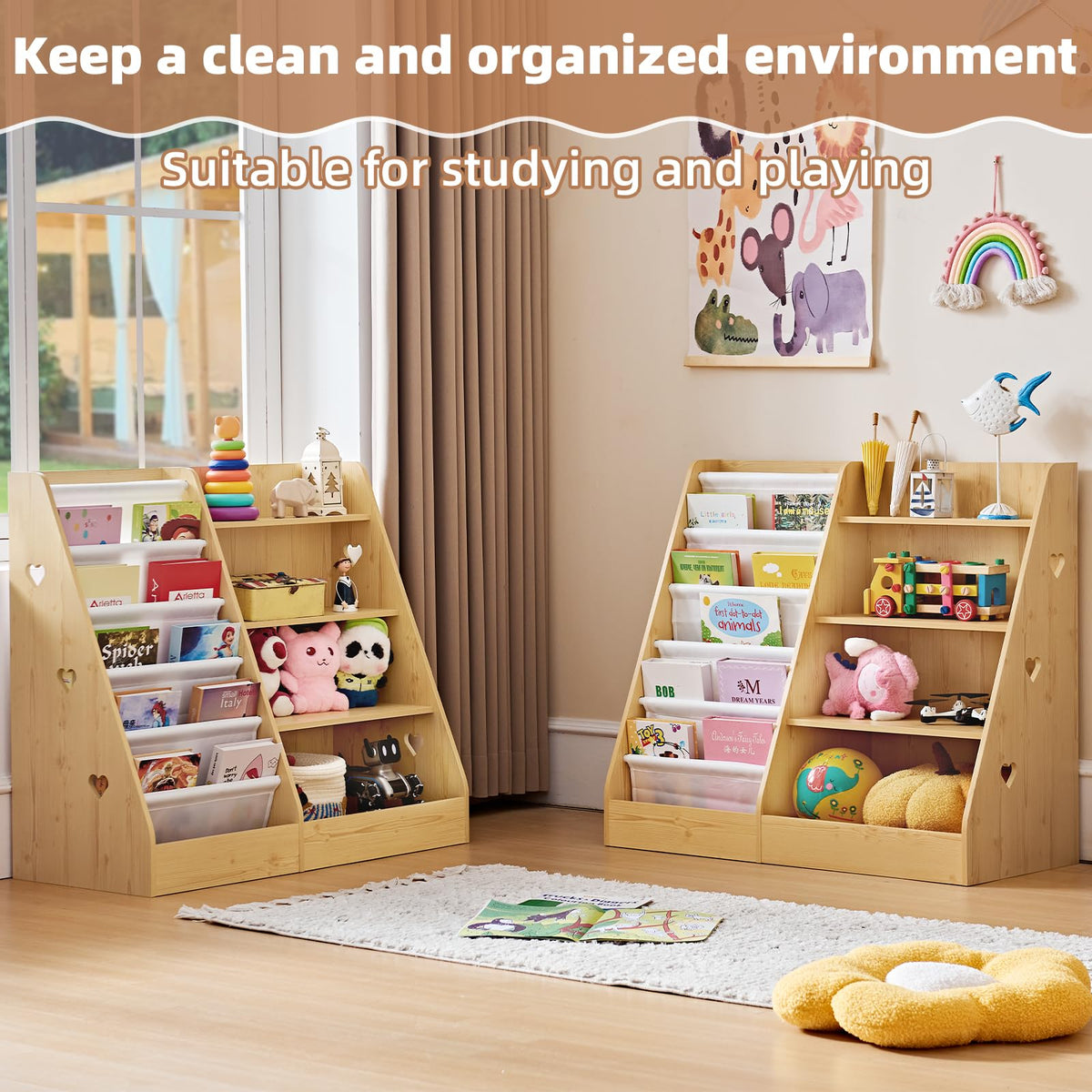 Lerliuo 4 Tier Kids Bookshelf, Book Shelf for Kids Rooms