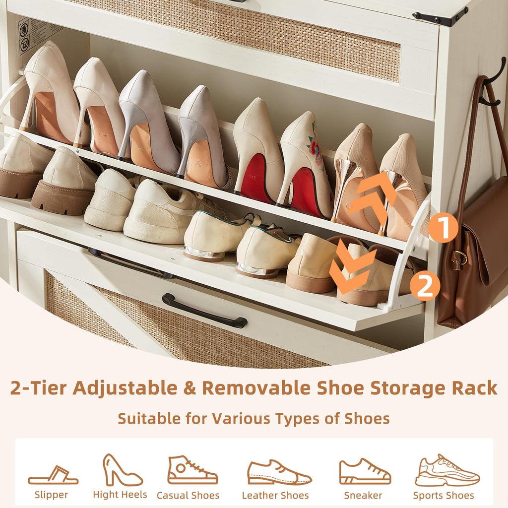 LEYAOYAO Shoe Cabinet Storage for Entryway with 2 Flip Drawers