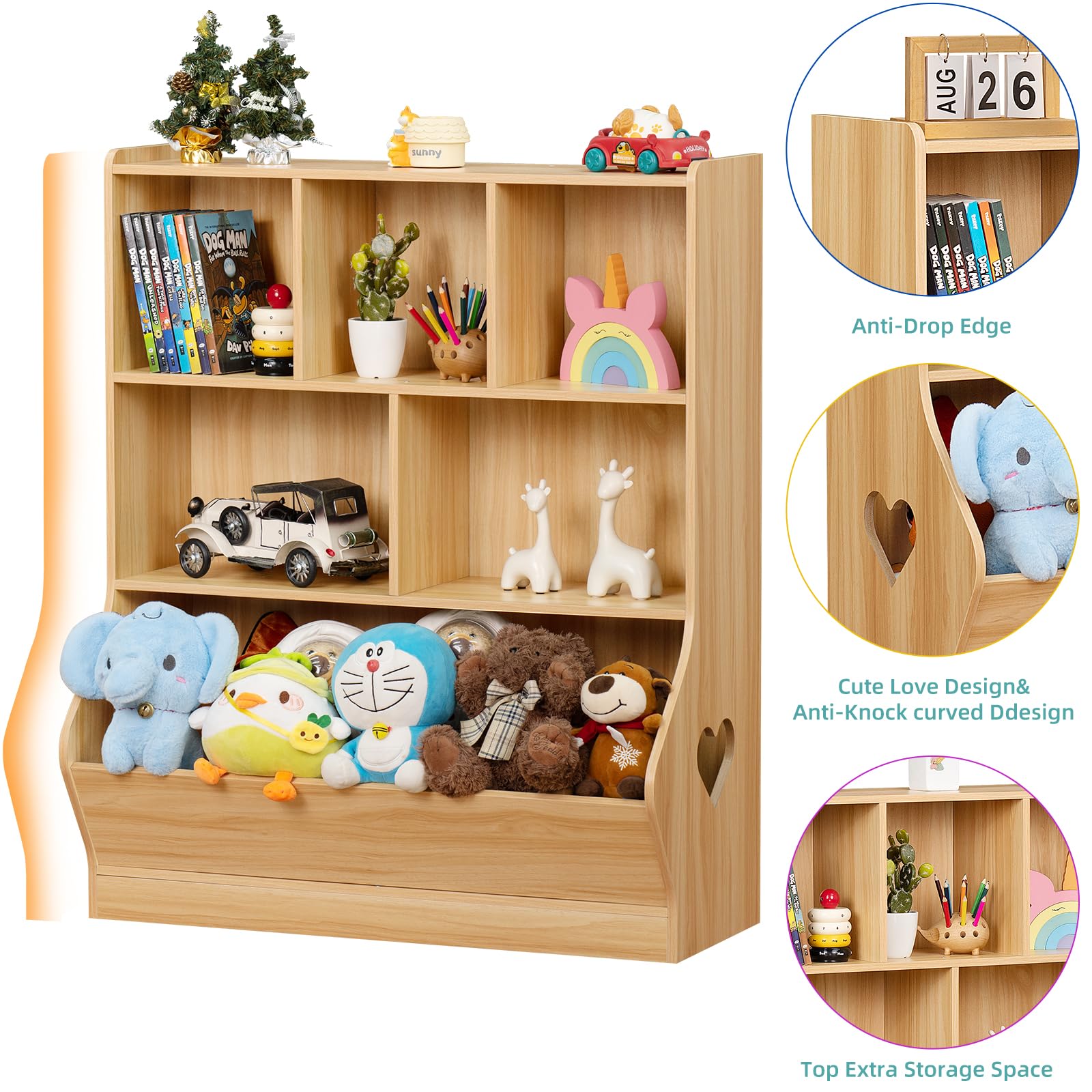 Lerliuo Kids Bookshelf and Toy Storage, 2 Tier Book Shelf for Kids Rooms