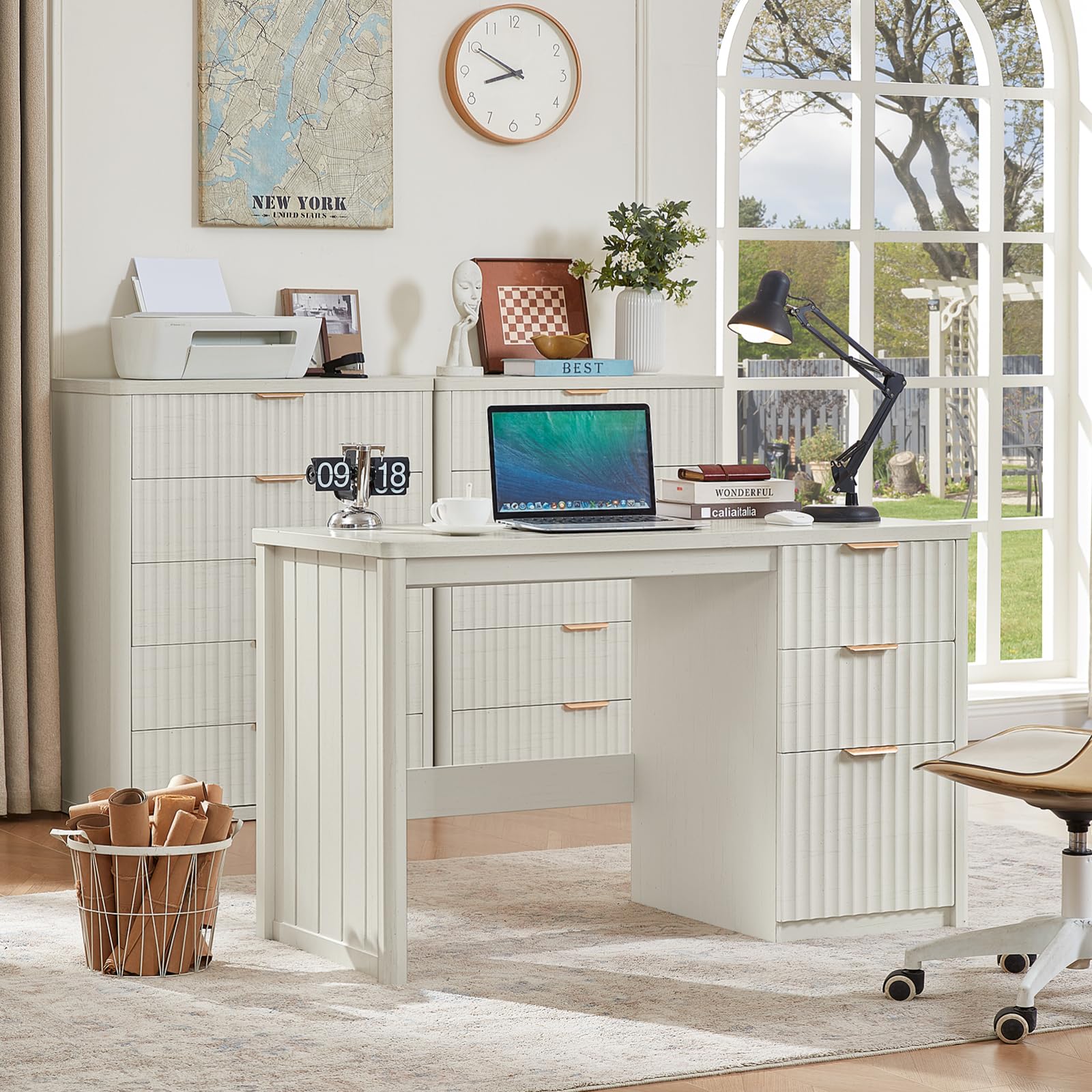 LEYAOYAO Office Desk 48" with 3 Drawers Storage File Cabinet