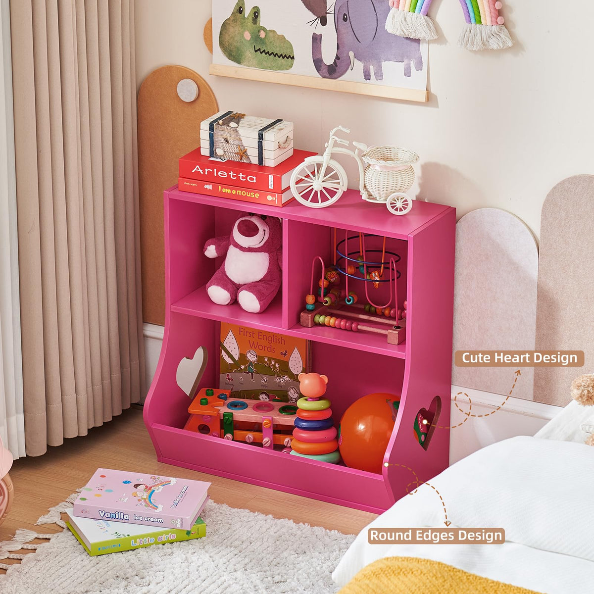 Lerliuo Kids Bookshelf and Toy Storage, 2 Tier Book Shelf for Kids Rooms