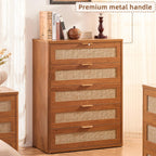 LEYAOYAO Rattan Dresser for Bedroom, 41" Tall Chest of Drawers