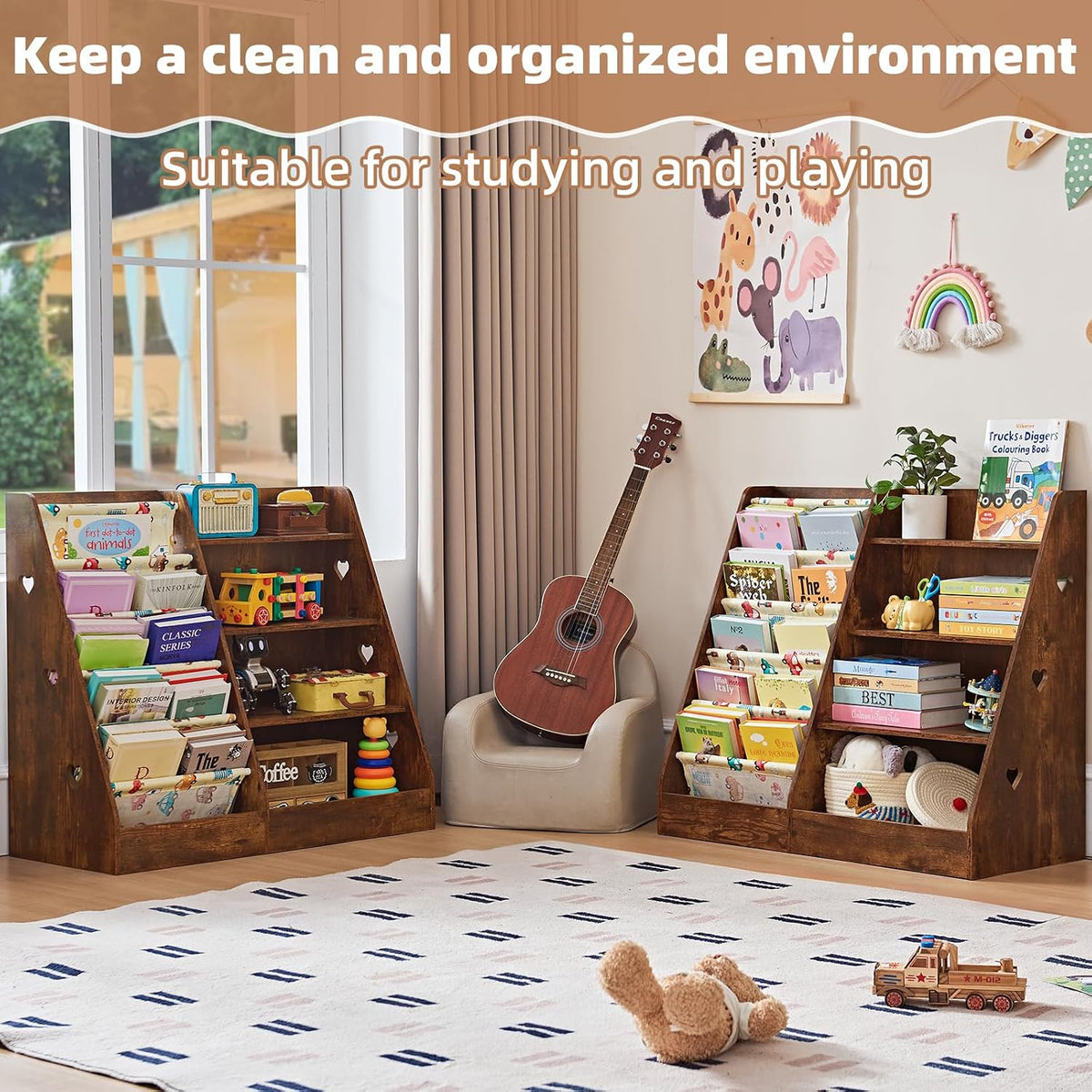 Lerliuo 4 Tier Kids Bookshelf, Book Shelf for Kids Rooms
