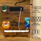 Lerliuo Nightstand Set 2 with Charger, 3 Tier Storage End Table
