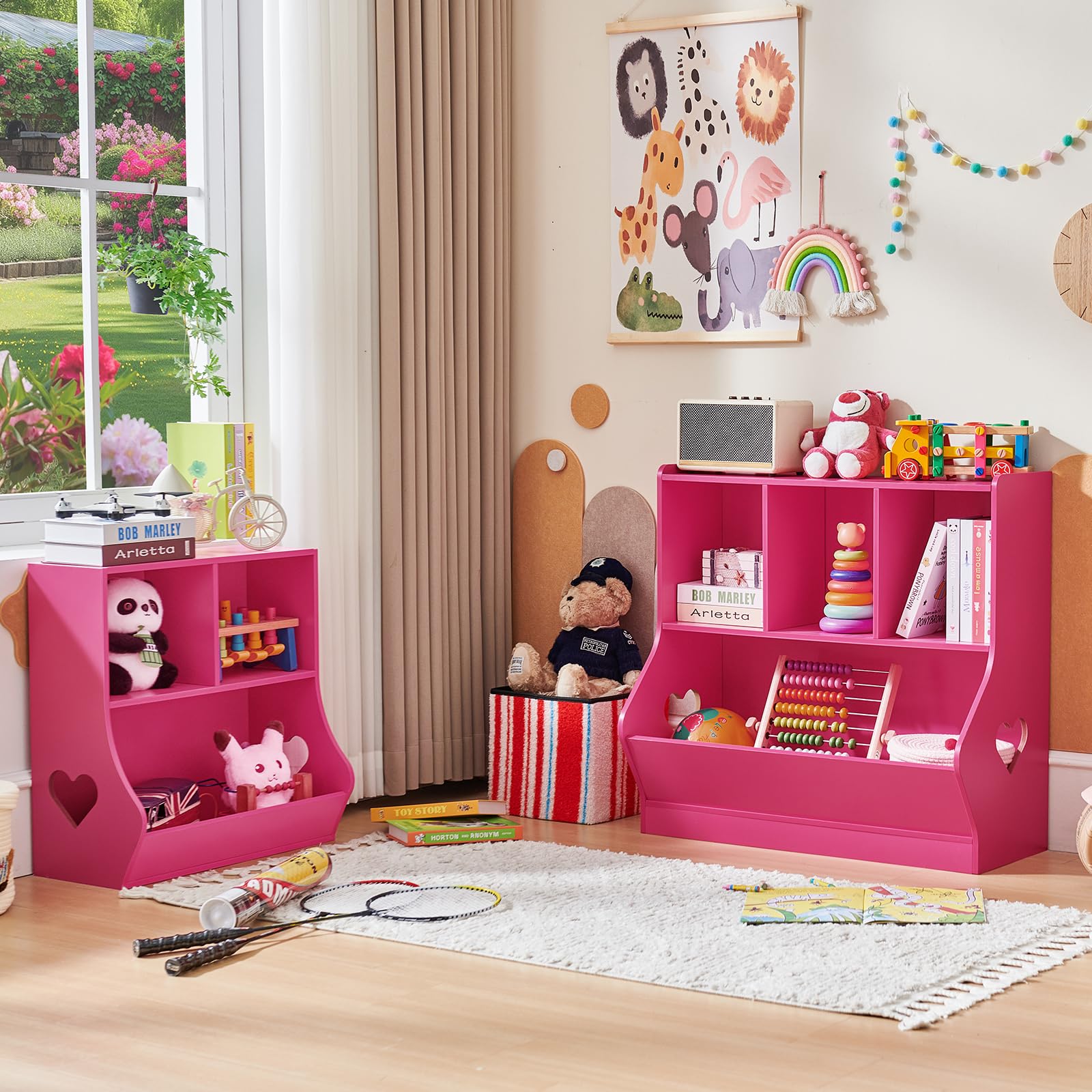 Lerliuo Kids Bookshelf and Toy Storage, 2 Tier Book Shelf for Kids Rooms