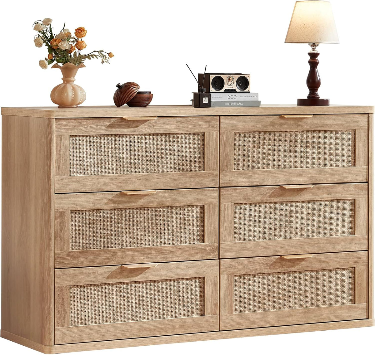 LEYAOYAO Rattan 23" Nightstands with Charger Station 2 Drawers