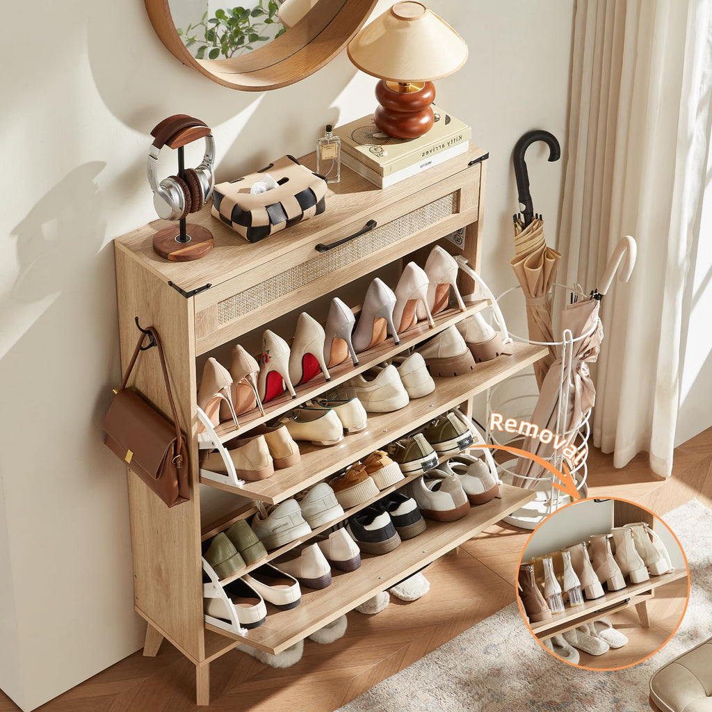 LEYAOYAO Shoe Cabinet Storage for Entryway with 2 Flip Drawers