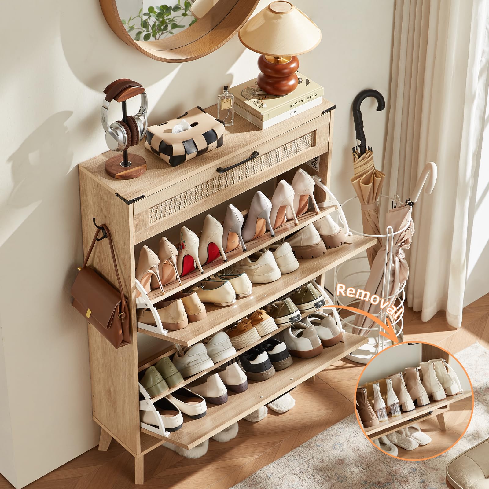 LEYAOYAO Shoe Cabinet Storage for Entryway with 2 Flip Drawers
