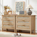 LEYAOYAO 26.8" Wide Rattan Nightstands Set of 2, Large Boho Night Stand