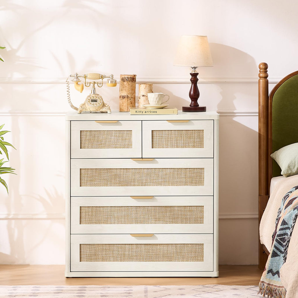 LEYAOYAO Rattan Dresser for Bedroom, 41" Tall Chest of Drawers