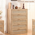 LEYAOYAO Rattan Dresser for Bedroom, 41" Tall Chest of Drawers