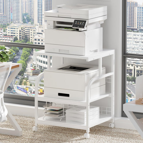 Lerliuo 3 Tier Black Large Printer Stand with Adjustable Storage Shelf