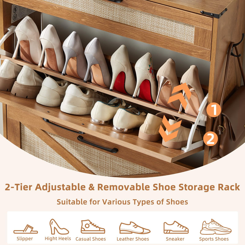 LEYAOYAO Shoe Cabinet Storage for Entryway with 2 Flip Drawers