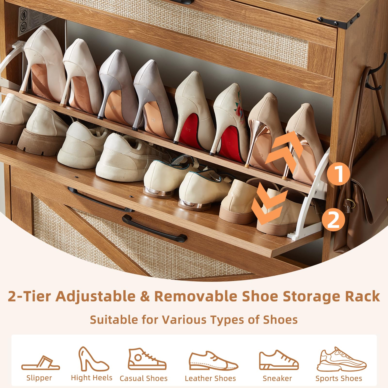 LEYAOYAO Shoe Cabinet Storage for Entryway with 2 Flip Drawers