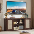 LEYAOYAO Rattan TV Stands for Living Room, Walnut