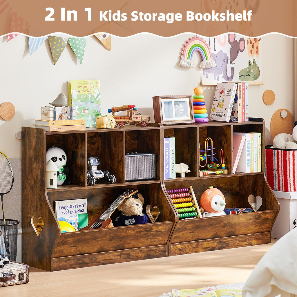 Lerliuo Kids Bookshelf and Toy Storage, 2 Tier Book Shelf for Kids Rooms