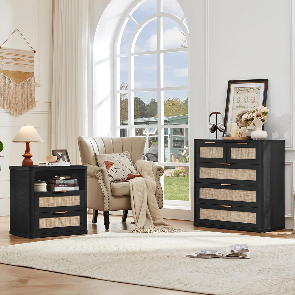 LEYAOYAO Rattan Dresser for Bedroom, 41" Tall Chest of Drawers