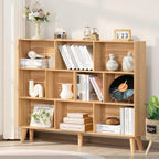 LEYAOYAO Cube Bookshelf, Mid-Century Modern Book Shelf with Legs, Brown